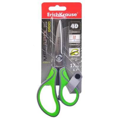 Ножницы Megapolis Ergo, 17см, серо-зелёный