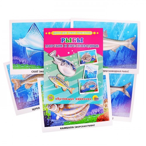 Обучающие карточки. Рыбы морские и пресноводные