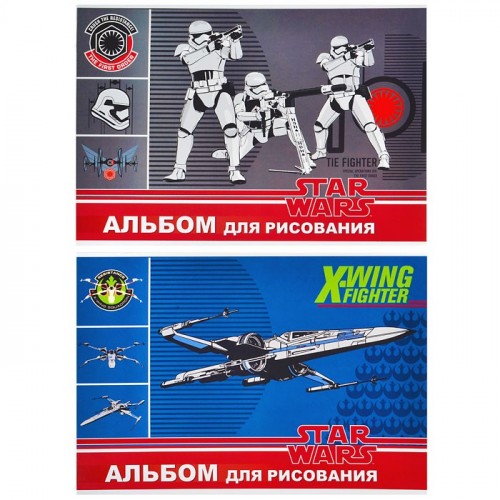 Альбом для рисования 40л, А4, клей, Star Wars, твин УФ-лак, конгрев