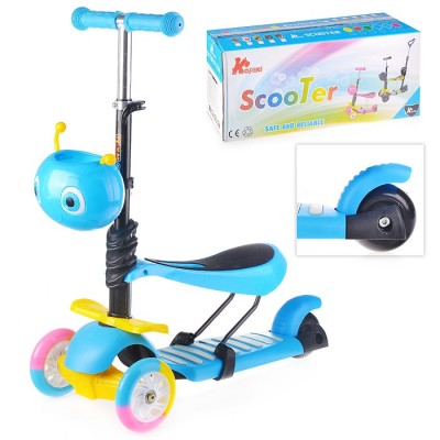 Самокат синий, не складной, светящиеся колёса PU, в коробке