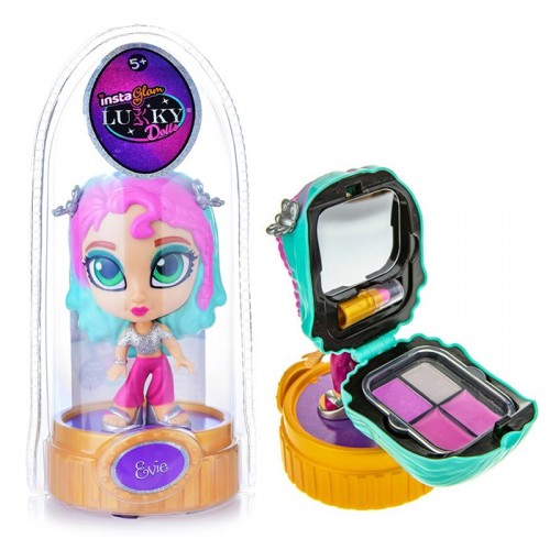 Instaglam Lukky Doll Кукла Эви 12 см с 2 аппликаторами и косметикой внутри:2 тени д.век,2 блеск д.губ,помада,кор.ПВХ