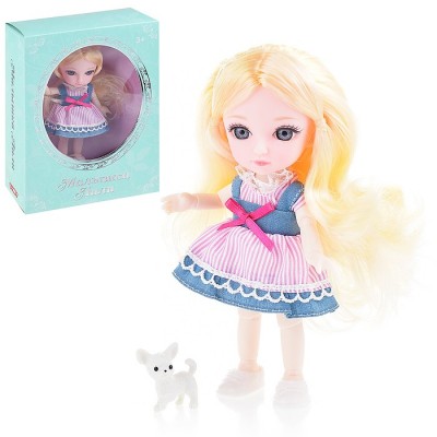 Кукла шарнирная Малышка Лили блондинка с собачкой, 16 см,