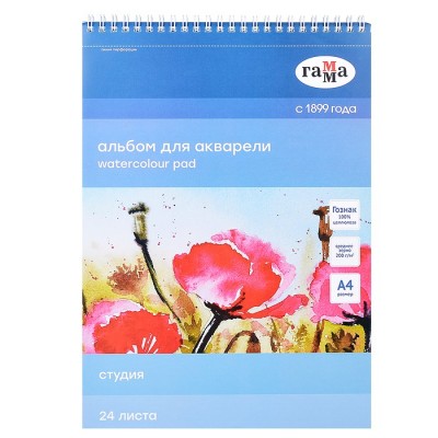 Альбом для акварели 24л., А4, на спирали 