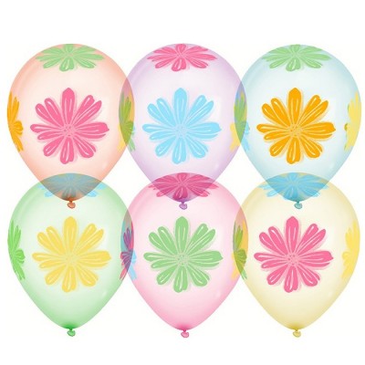 Шар (12''/30 см) Яркие цветы, Хрустальное ассорти, кристалл, 5 ст, 25 шт.