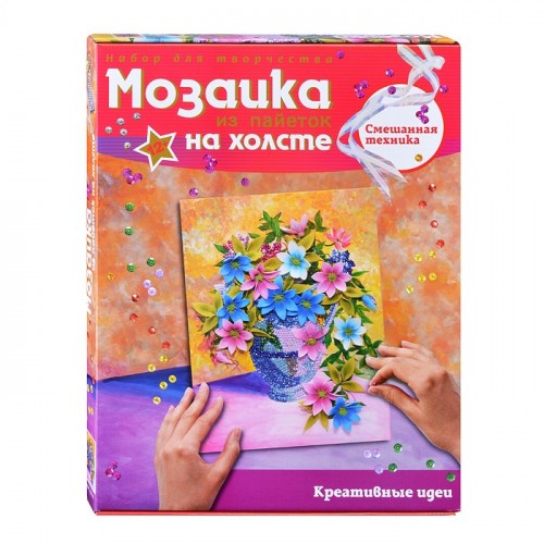 Мозайка из пайеток на холсте 