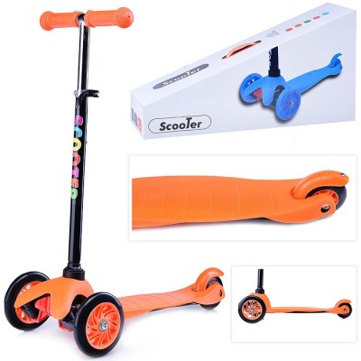 Самокат 3-х кол., колёса PU 12/8 см., разборный, оранжевый, в коробке