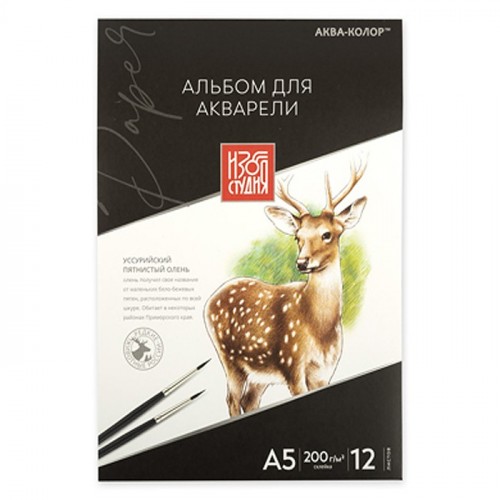 Альбом для акварели 12л. 200 г/м2  А5, 14,5 х 21 см, склейка
