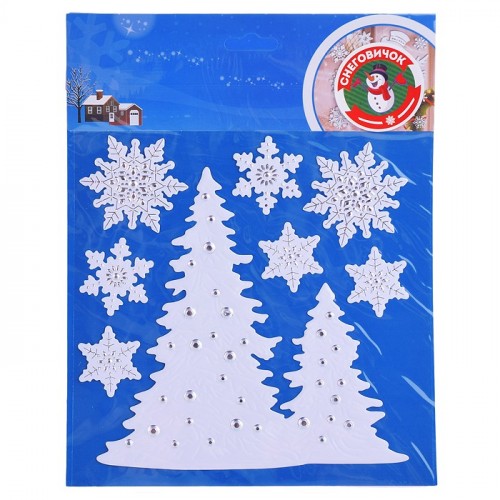 Наклейки новогодние для декора в пакете