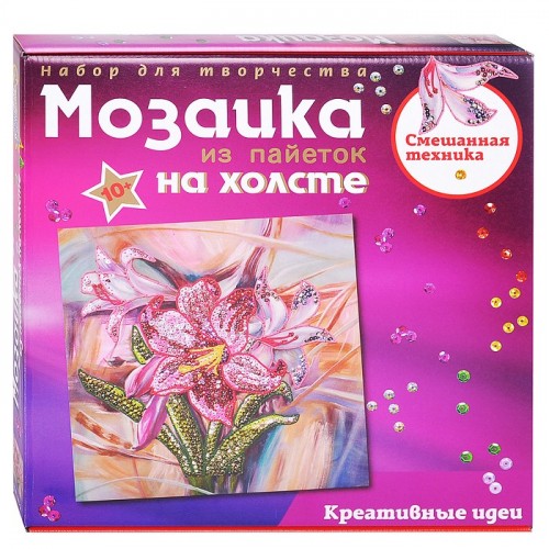 Мозаика из пайеток на холсте 