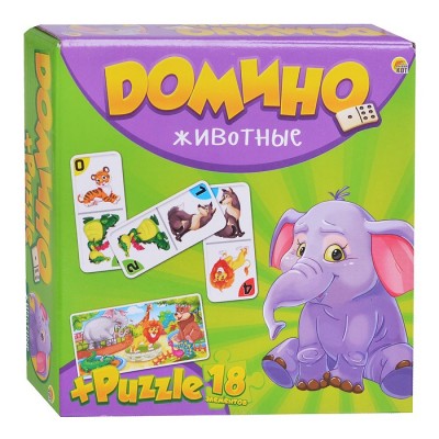 Домино + пазлы (18 элеменов). Животные