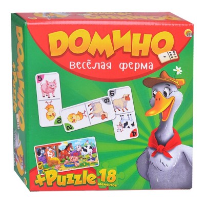 Домино + пазлы (18 элеменов). Веселая ферма