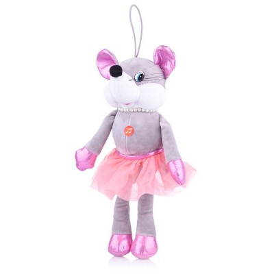 Игрушка мягкая Мышка с бусами 17см муз. чип в пак.