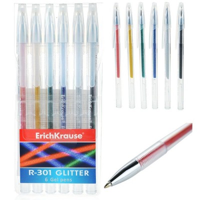 Ручка гелевая ErichKrause® R-301 Glitter (в футляре по 6 шт.)