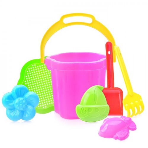 Песочный набор № 127 (ведро 1,5 л, сито, совок 21 см, грабли 20см, 3 формочки)